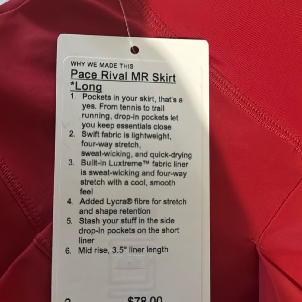 Lululemon Pace Rival Mid-Rise Skirt *Long BNWT - Picture 8 of 8